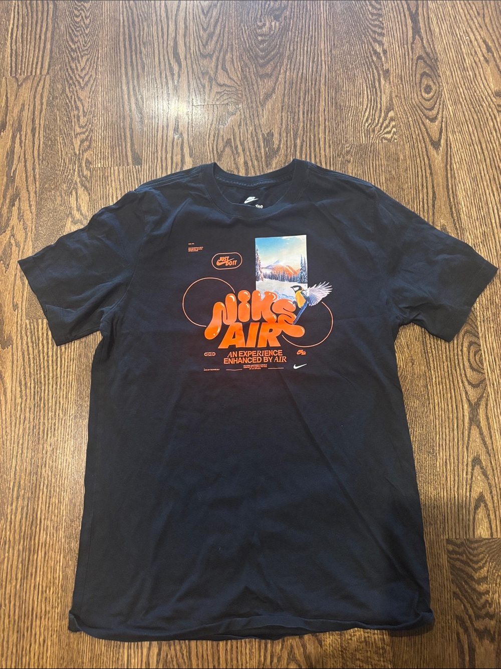 Nike Black Short Sleeve Tee with Orange Nike Air Graphic